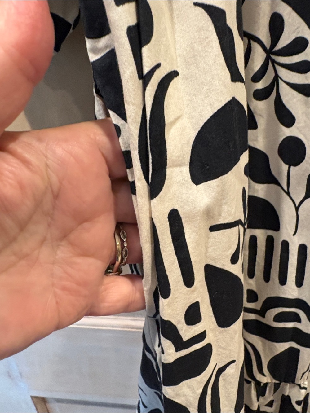 Anthropologie Black and Cream Abstract Print Maxi Dress - Picture 6 of 9